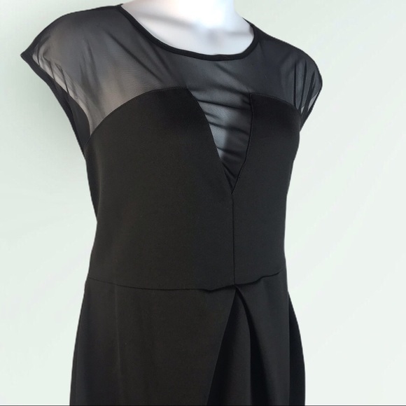 ASOS Inspire LBD Black Mesh Bodice Dress Sz 24 - Picture 4 of 6